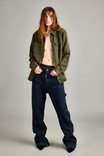Washed Olive Tencel Overshirt- Unisex