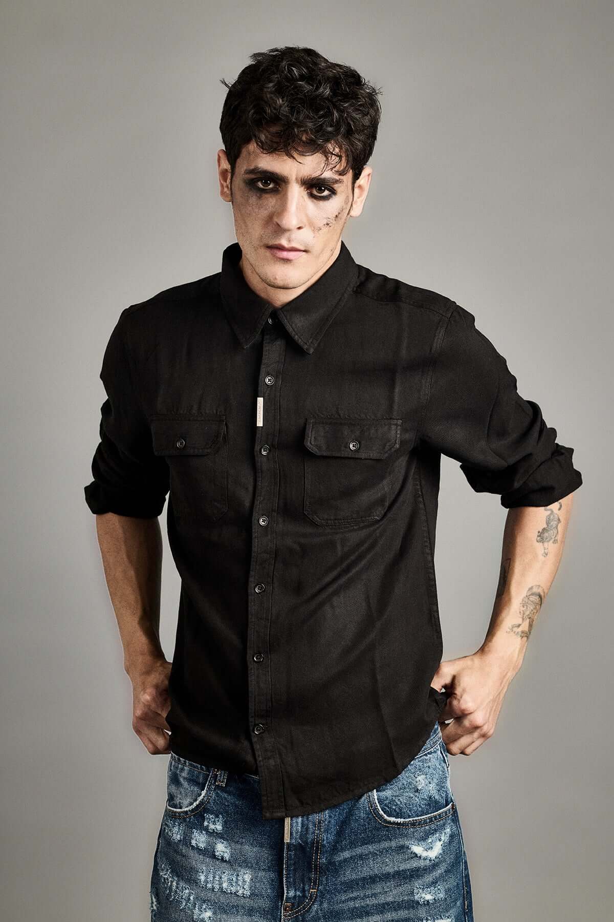 Washed Black Tencel Overshirt- Unisex
